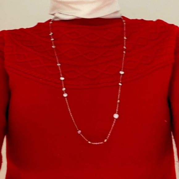 Silpada Necklace 925 Sterling Silver Cubic Zirconia CZ Station Chain 32in Long - Picture 5 of 9